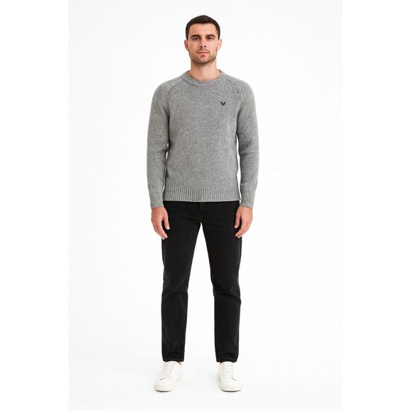 American Eagle Men's Grey long sleeve crewneck sweater size S preppy academia - Picture 1 of 11